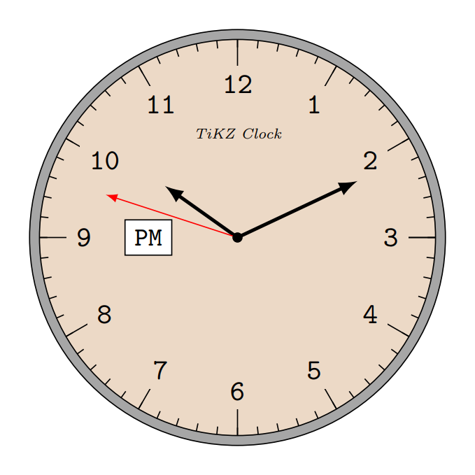tikz 绘制一个钟表盘