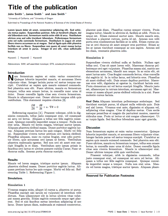 美国国家科学院院刊(PNAS)LaTeX模板分享 LaTeX工作室
