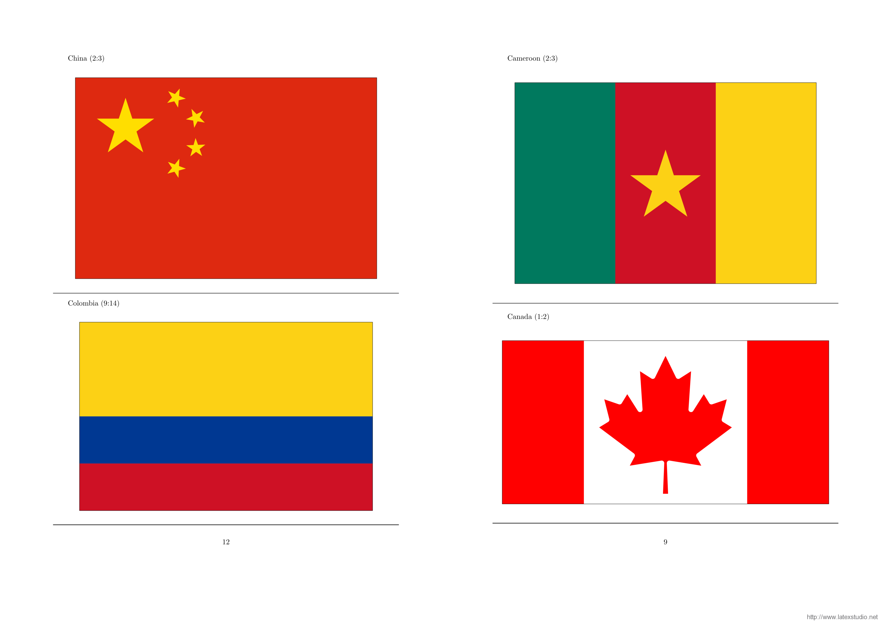 MetaPost绘制的各国国旗
