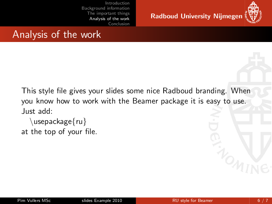 红色的 Radboud University 主题 beamer