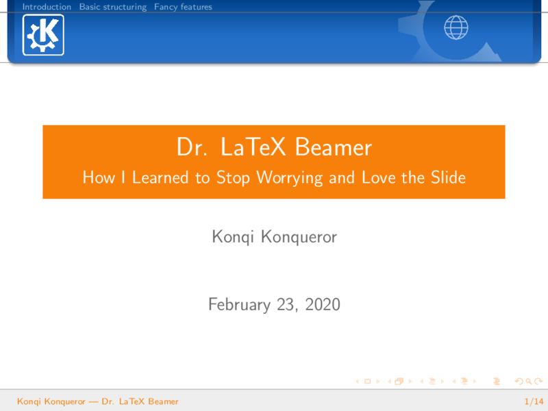 一个 KDE 风格的 beamer 主题样式