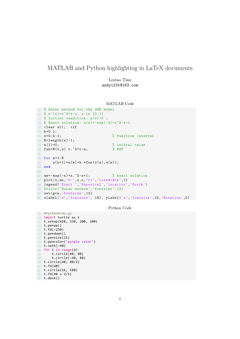 MATLAB 和 Python 代码高亮