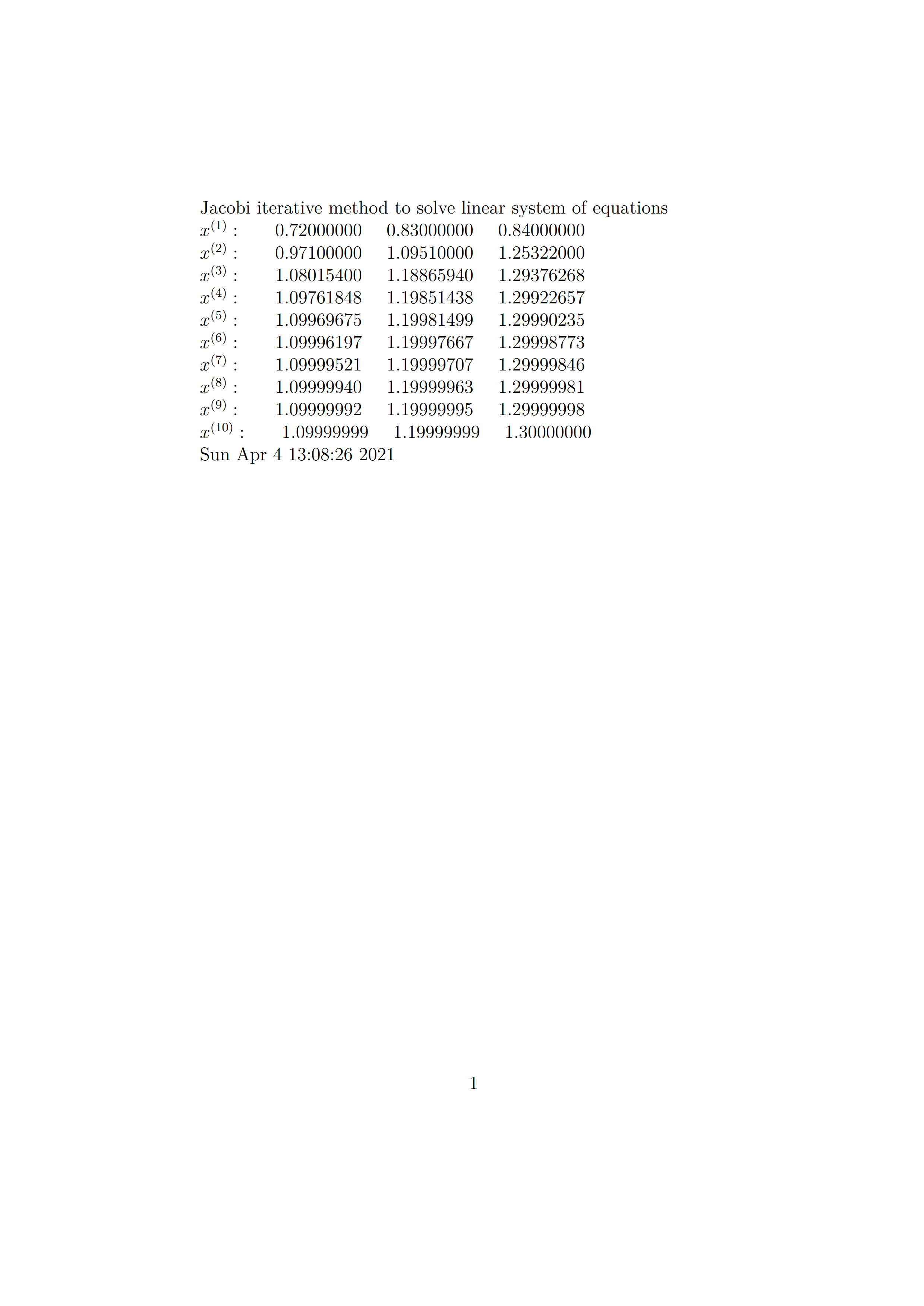 利用Lualatex内置的lua语言迭代求解线性方程组