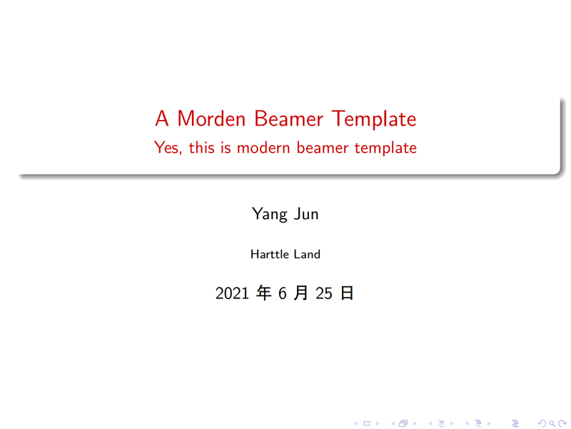 一个简约的中英文均支持的 现代 beamer 主题