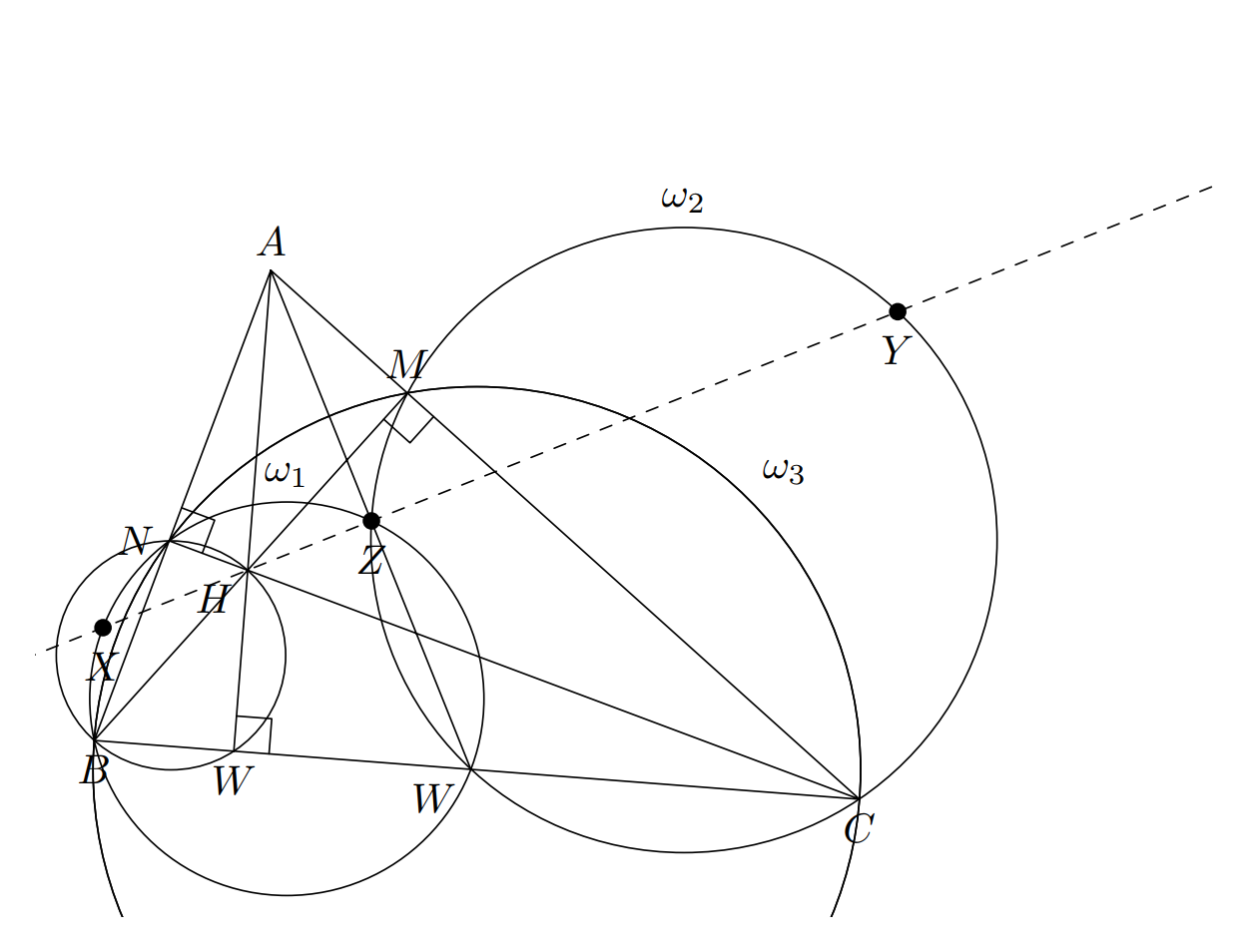 TikZ 绘制一个复杂的几何关系图