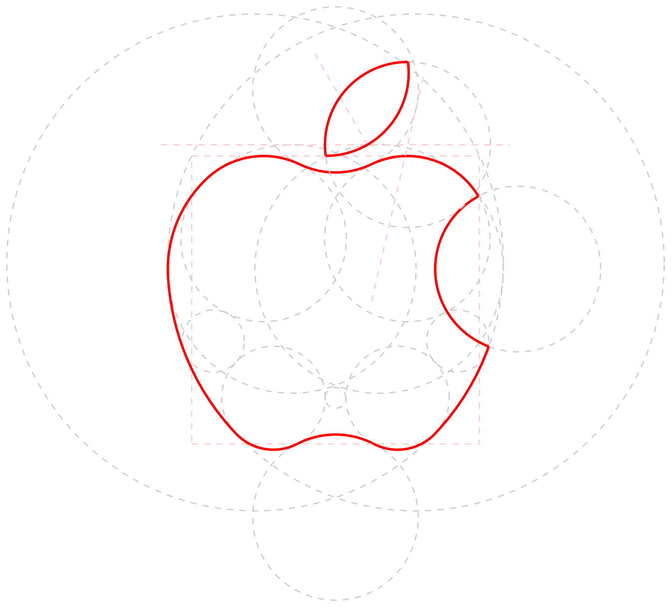 基于tkz-euclide宏包用纯尺规作图绘制苹果的LOGO