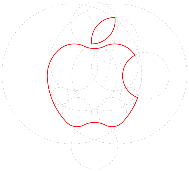 基于tkz-euclide宏包用纯尺规作图绘制苹果的LOGO
