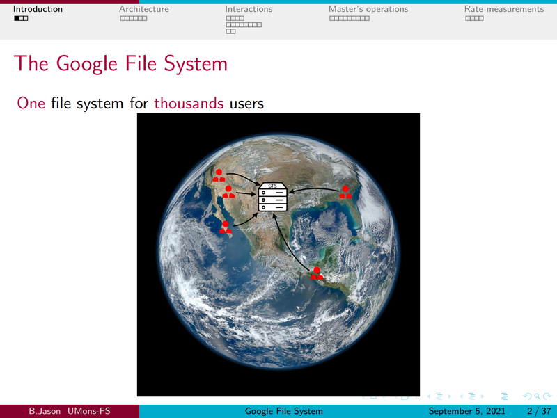 青蓝色的 beamer 排版介绍 Google 文件系统