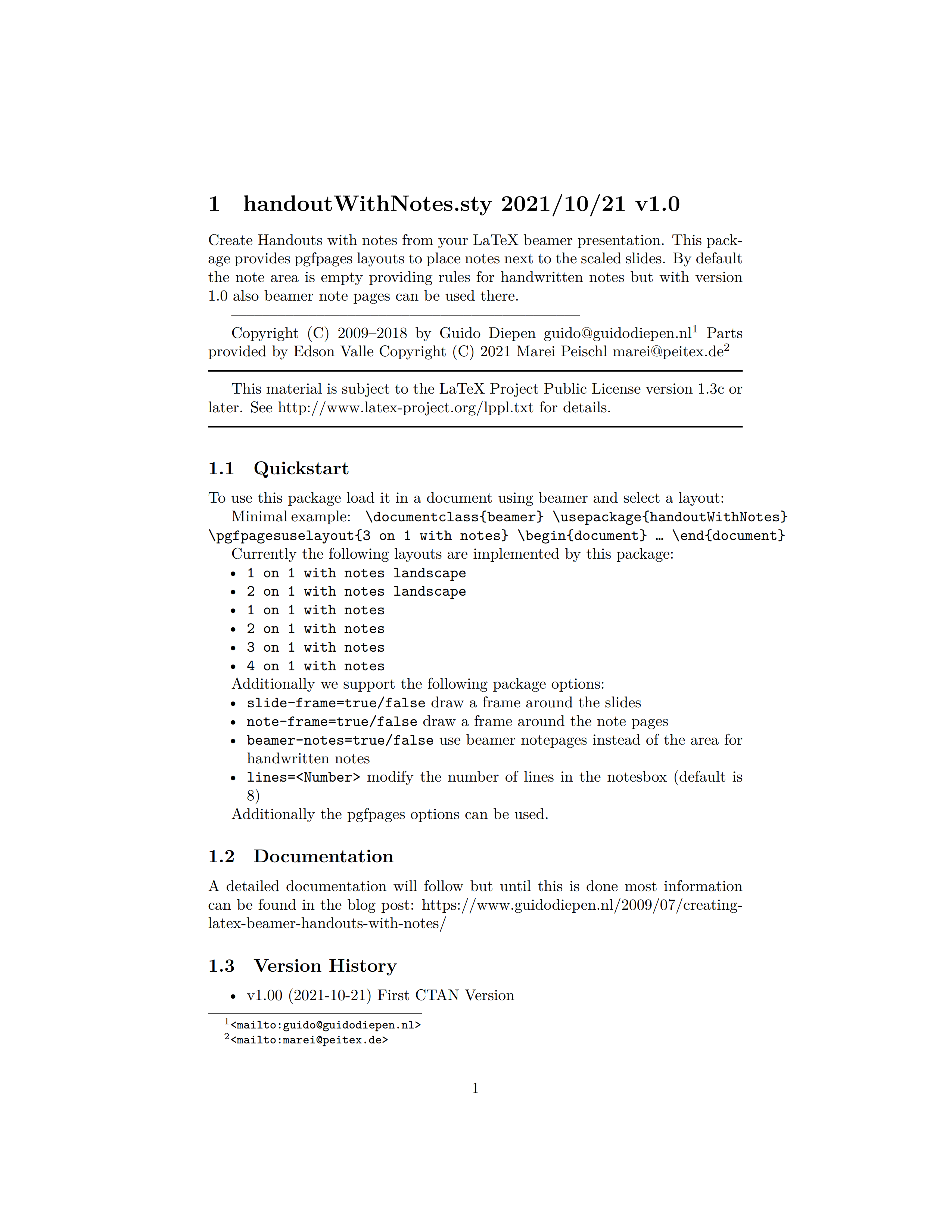 handoutWithNotes 宏包 pdf 格式的文档