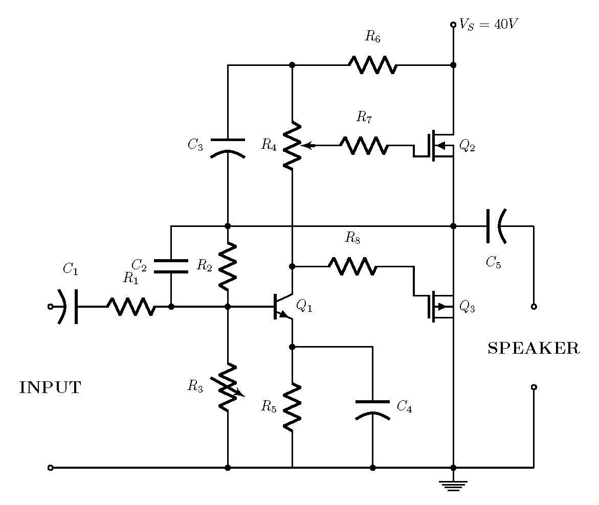 18W MOSFET amplifier with npn transistor