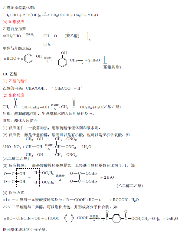 高中化学方程式总结