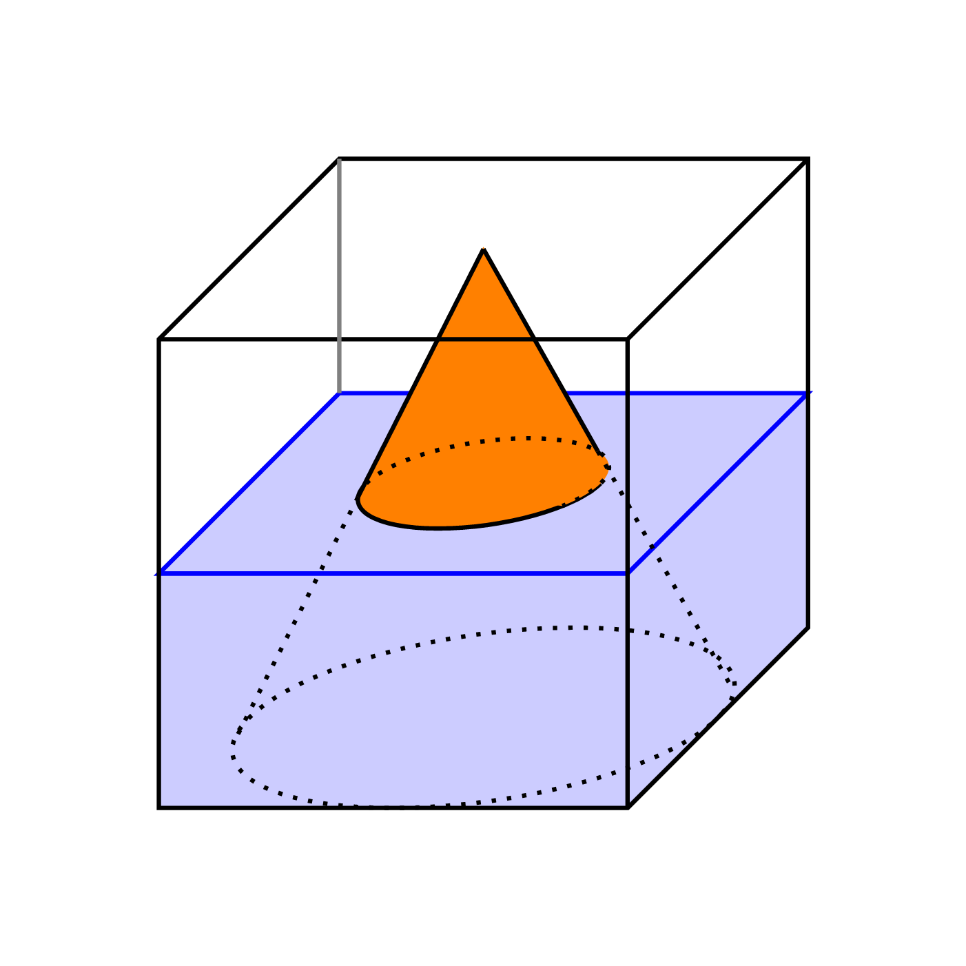 TikZ 绘制立方体与椎体的重合