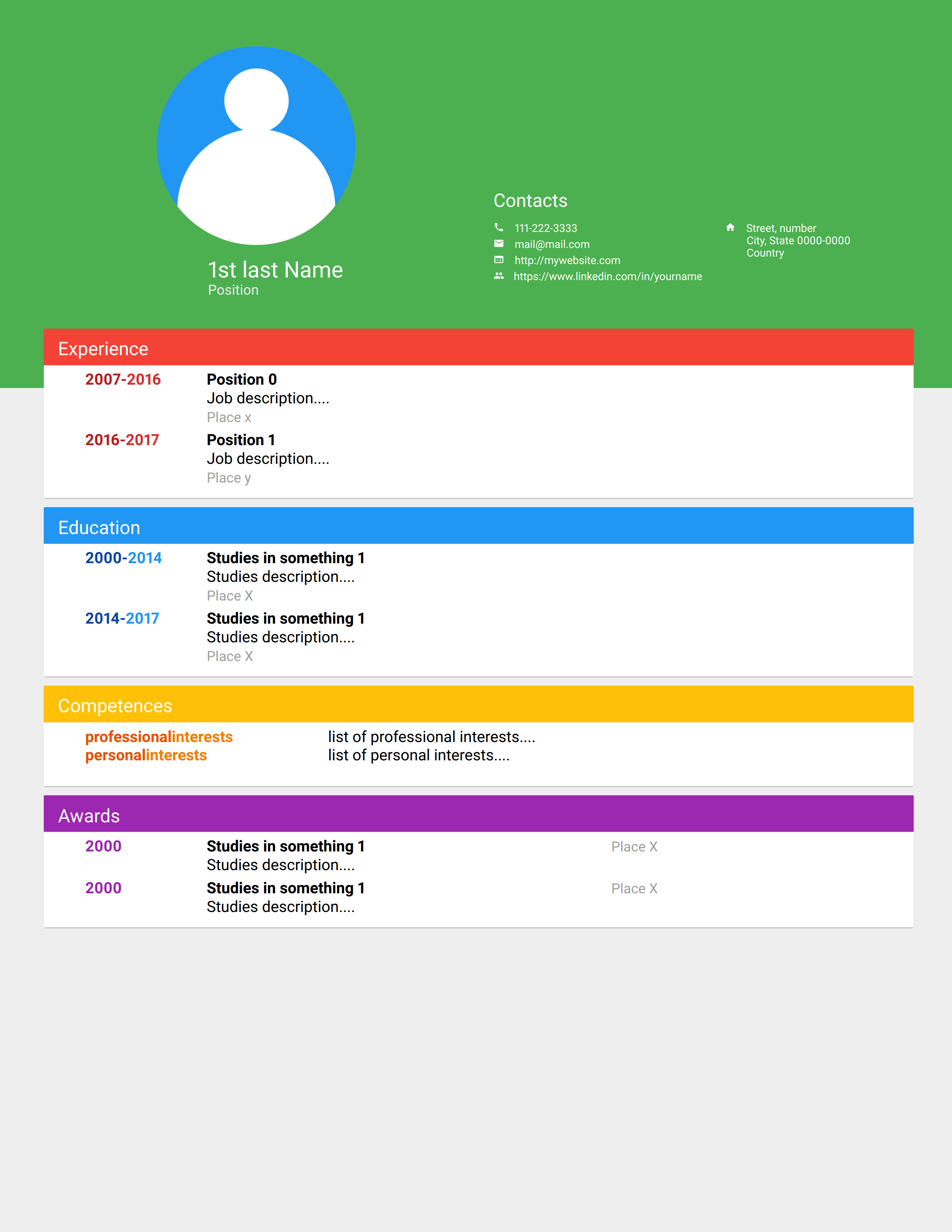 取材 Google Material 设计的 LaTeX 简历模板