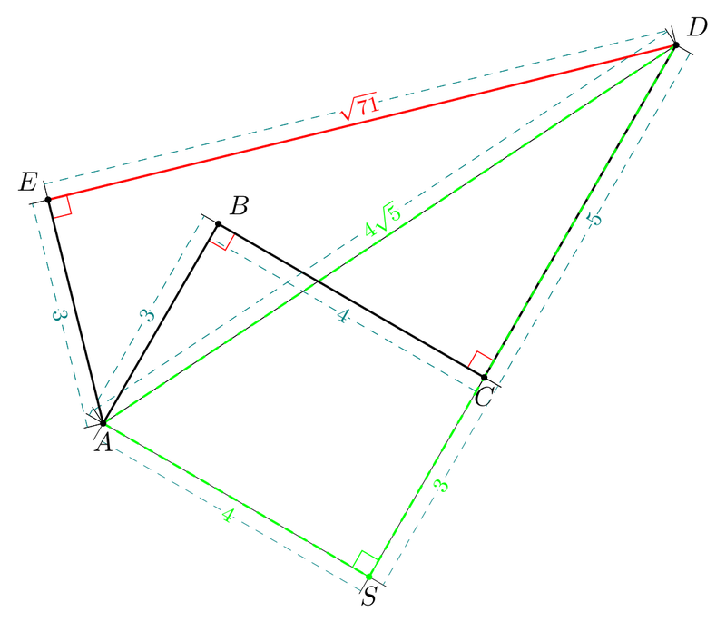 基于tkz-euclide宏包绘制绘制求解线段长度平面几何图方法二