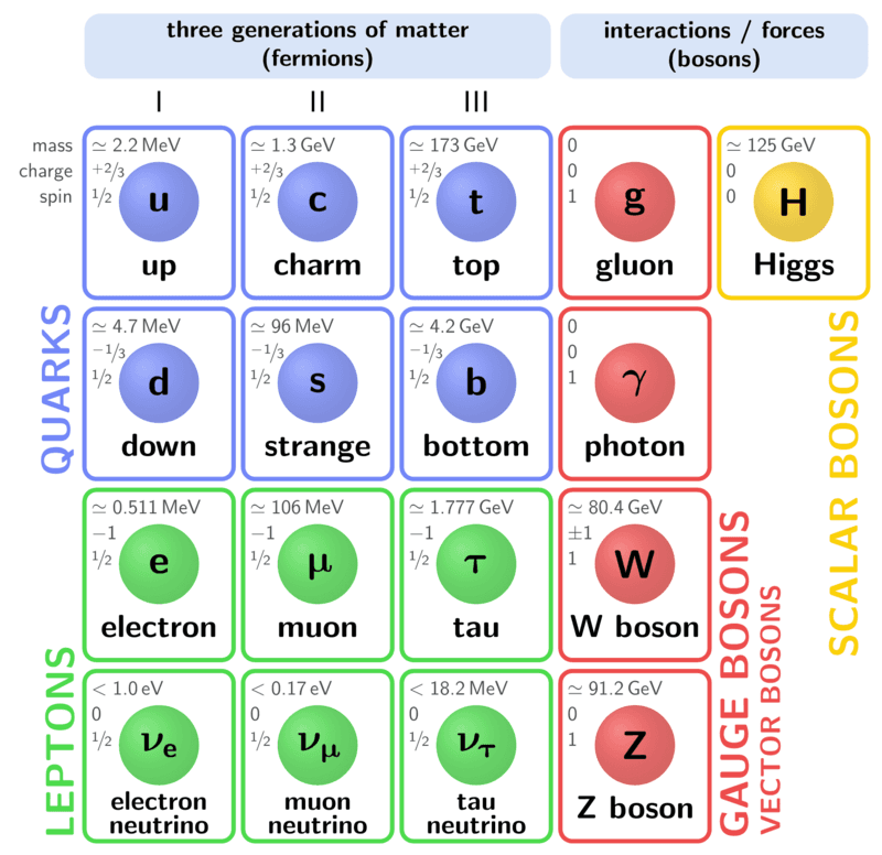TikZ 绘制的基本粒子模型