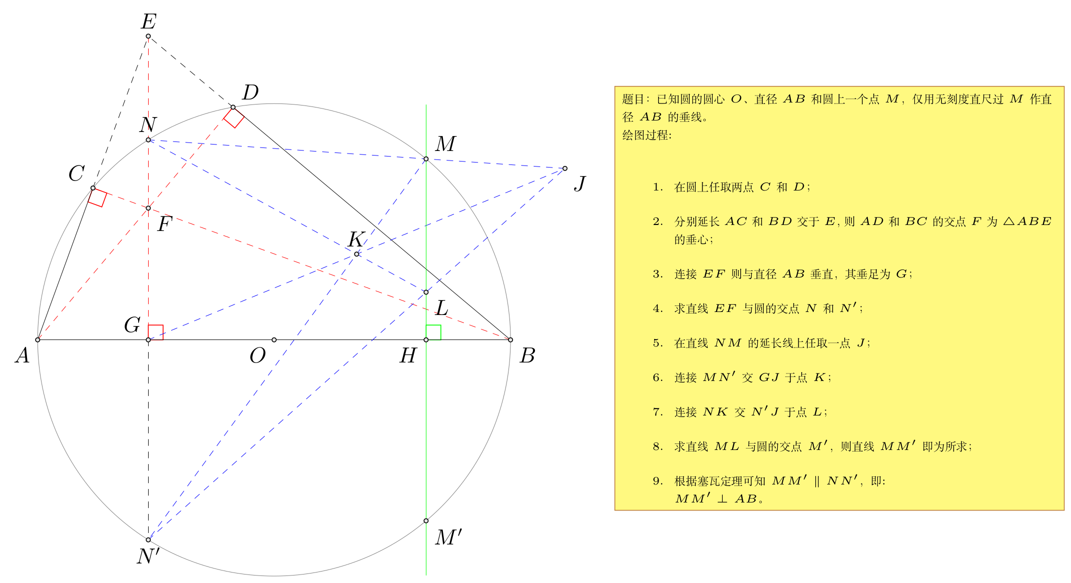 用tkz-euclide宏包实现单尺作图